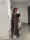 Mutedance 24 Autumn and Winter Collarless Belt Wool Coat MD-MD24FW39-BROWN